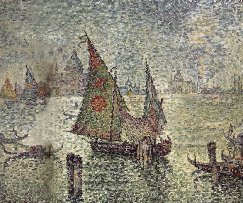 Paul Signac Green Sailboat oil painting picture